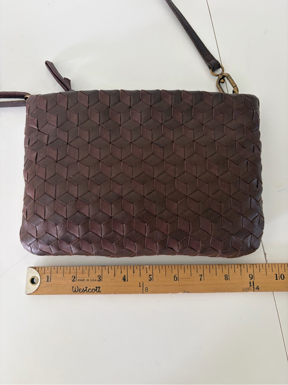 Madewell The Puff Woven Leather Crossbody Bag Chocolate Raisin NI981 - Picture 13 of 14